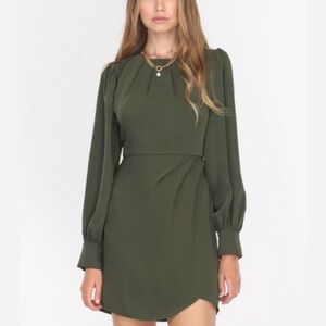 Adelyn Rae Asymmetrical Olive Dress